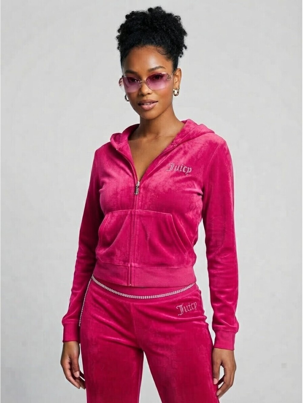 JUICY COUTURE Y2K Velour Classic Small Rhinestone Tracksuit - Large - Free Love